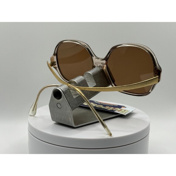 Vintage Oversize Sunglasses | Drop Temple Style | Brown Lens | Brown/Gold Frame - Picture 6 of 10